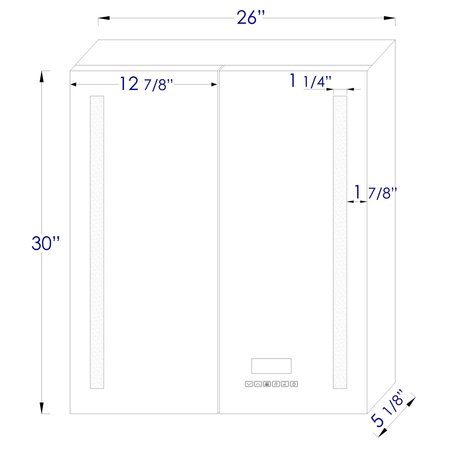 Alfi Brand 26" x 30" Double Door LED Light Bluetooth Medicine Cabinet ABMC2630BT